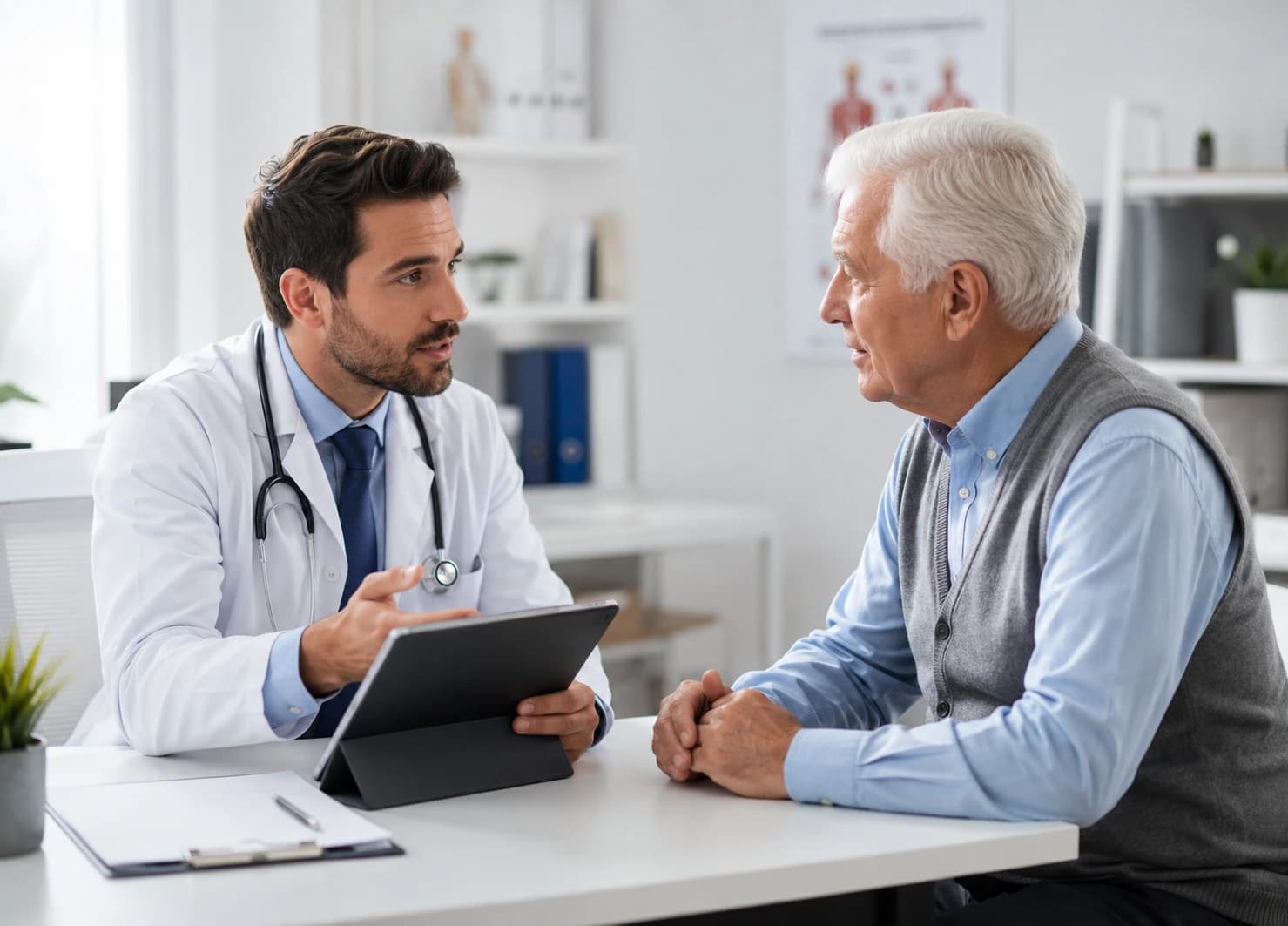 A doctor consulting a patient about Epitalon peptide