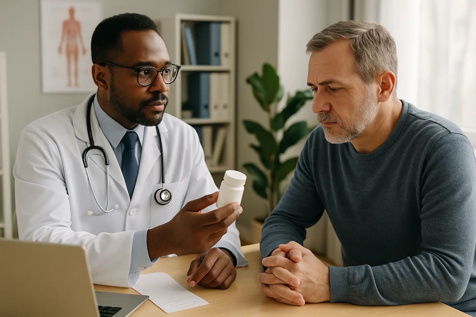 Doctor consulting a patient about tadalafil 20 mg