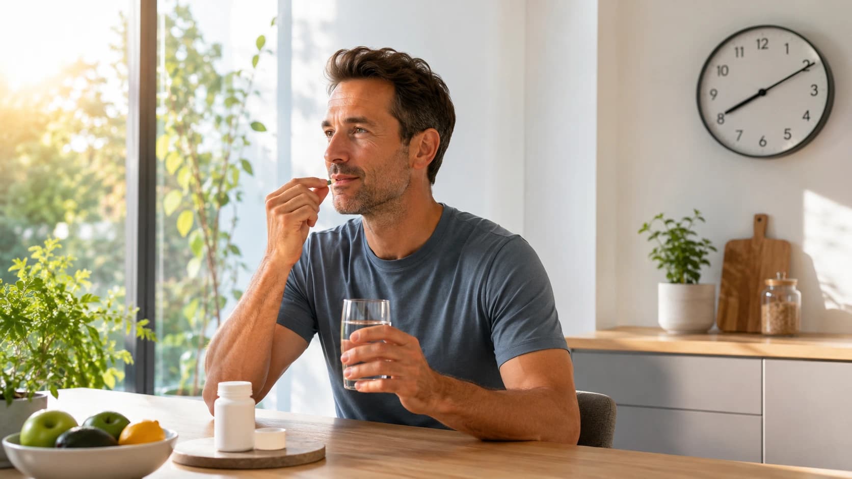 A man taking NAD+ in the morning
